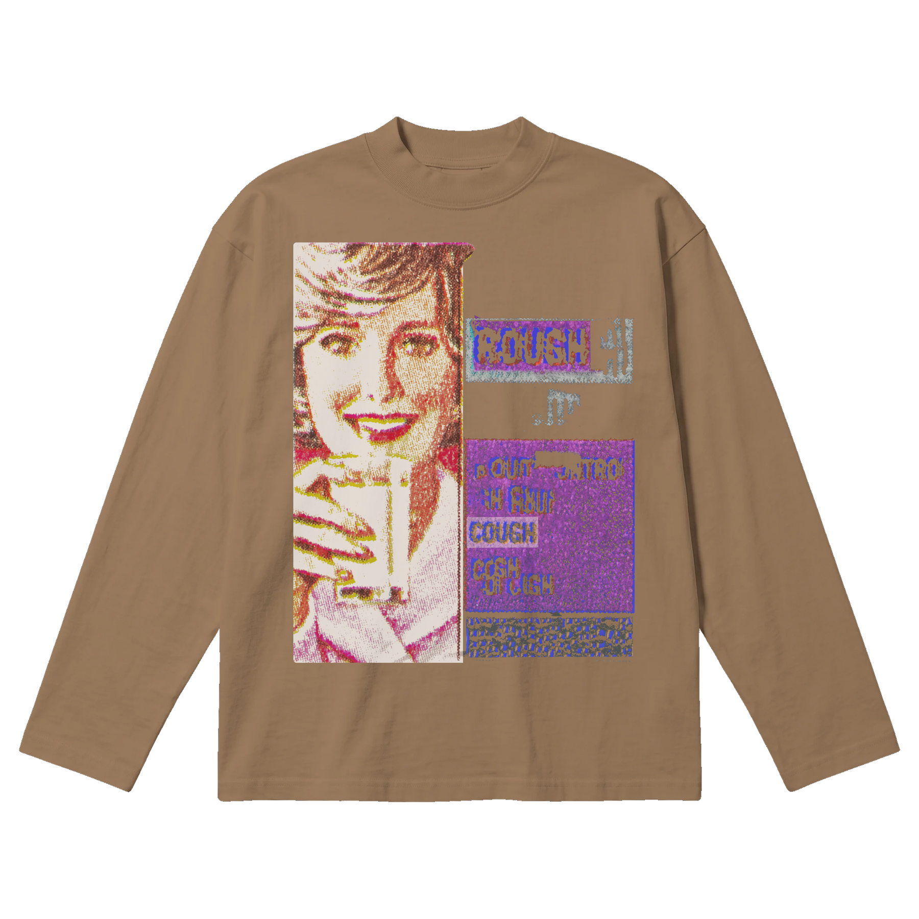 Cough Syrup Baggy L/S Tee - Latte - Front
