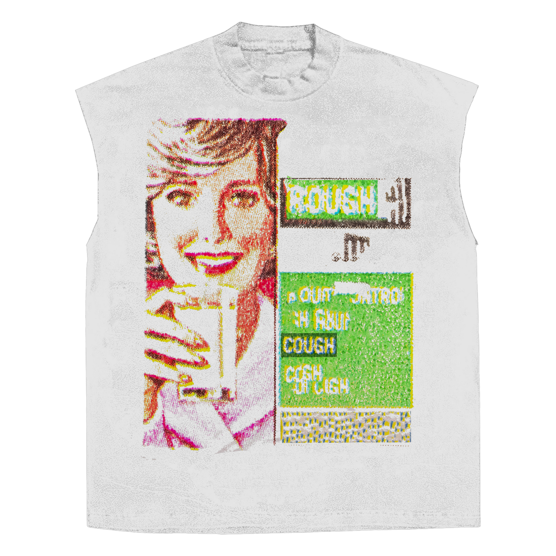 Cough Syrup Sleeveless Tee - White - Front