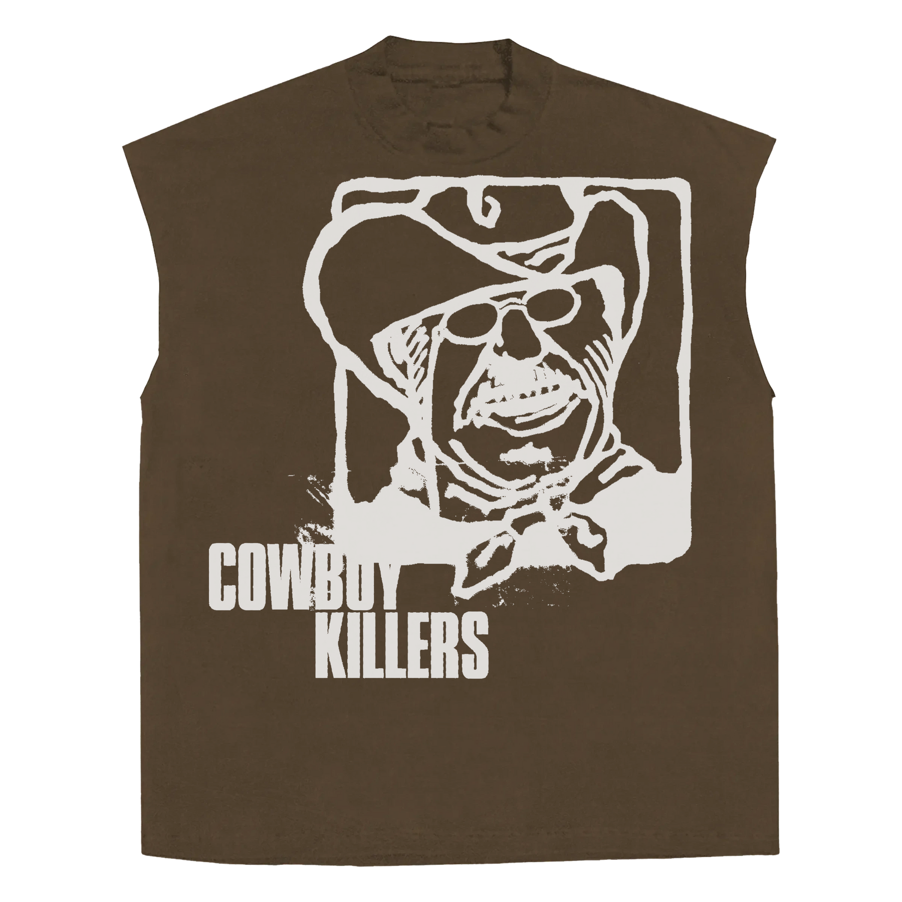 Cowboy Sleeveless Tee - Brown - Front