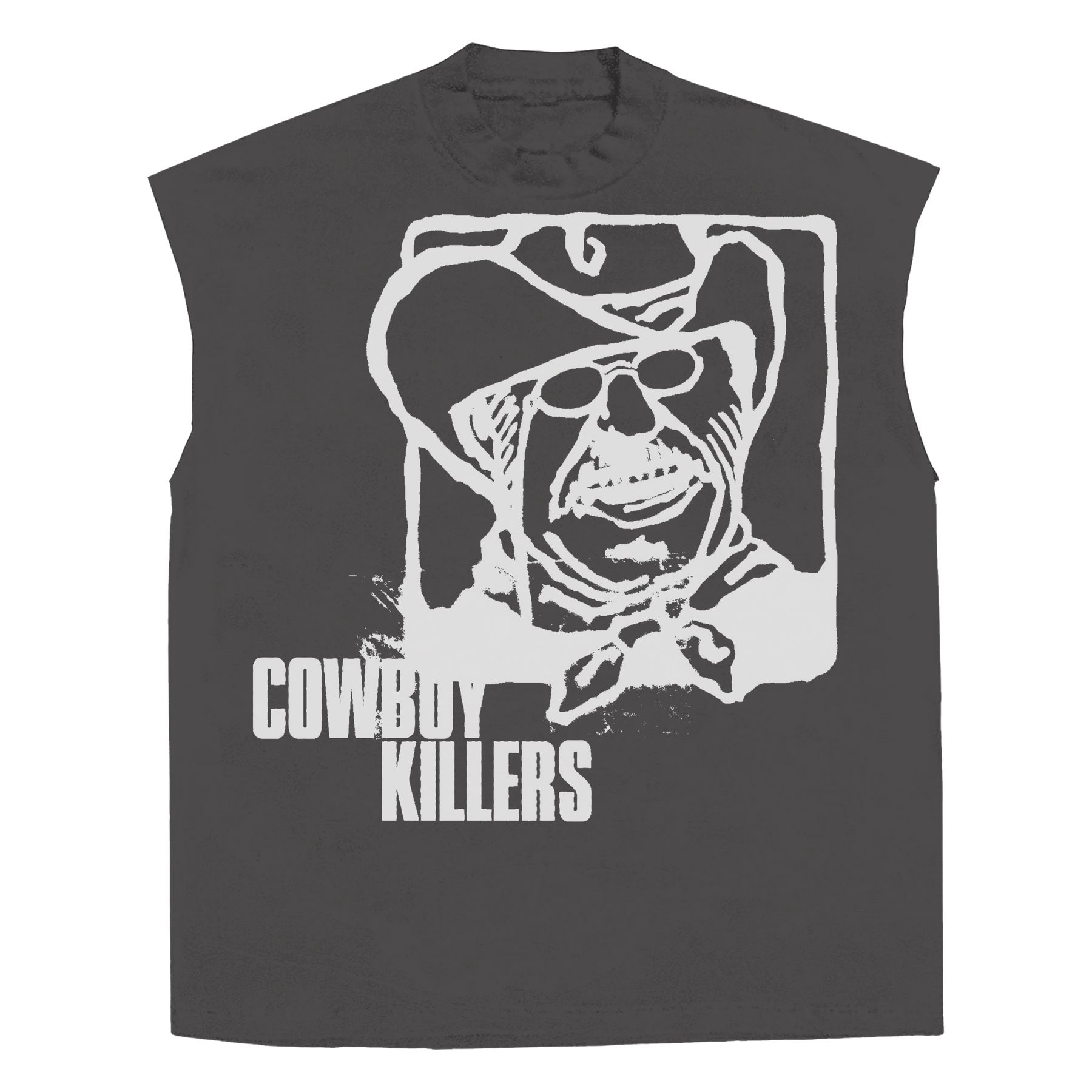 Cowboy Sleeveless Tee - Grey - Front