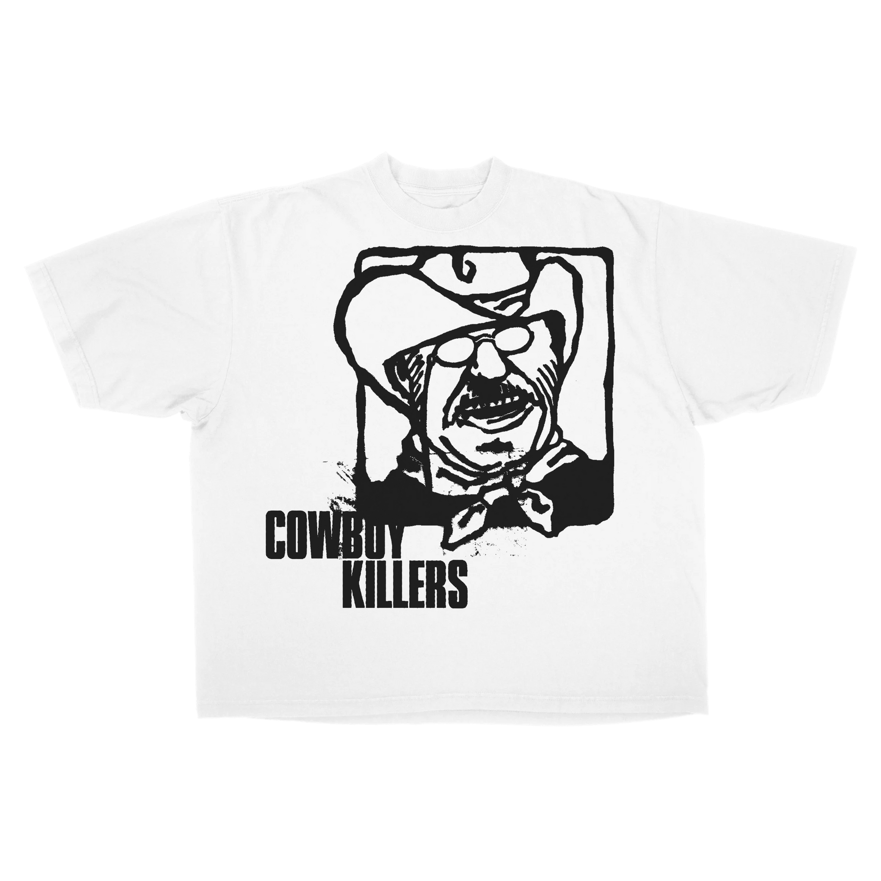Cowboy Drop Tee - White - Front