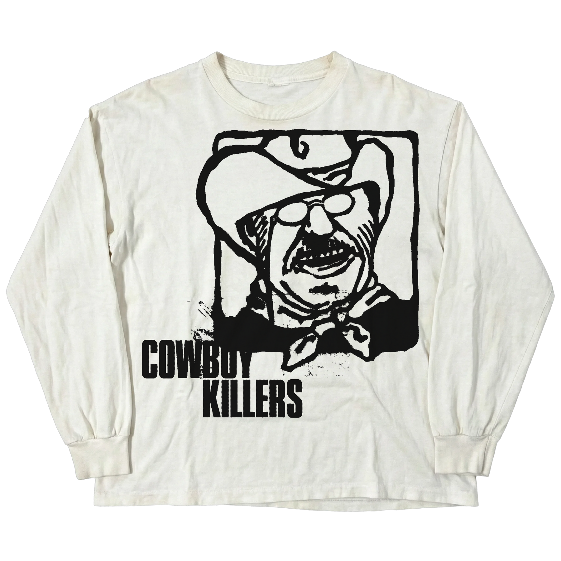 Cowboy L/S Tee - White - Front