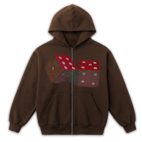 Dice Zip Up - Brown - Front