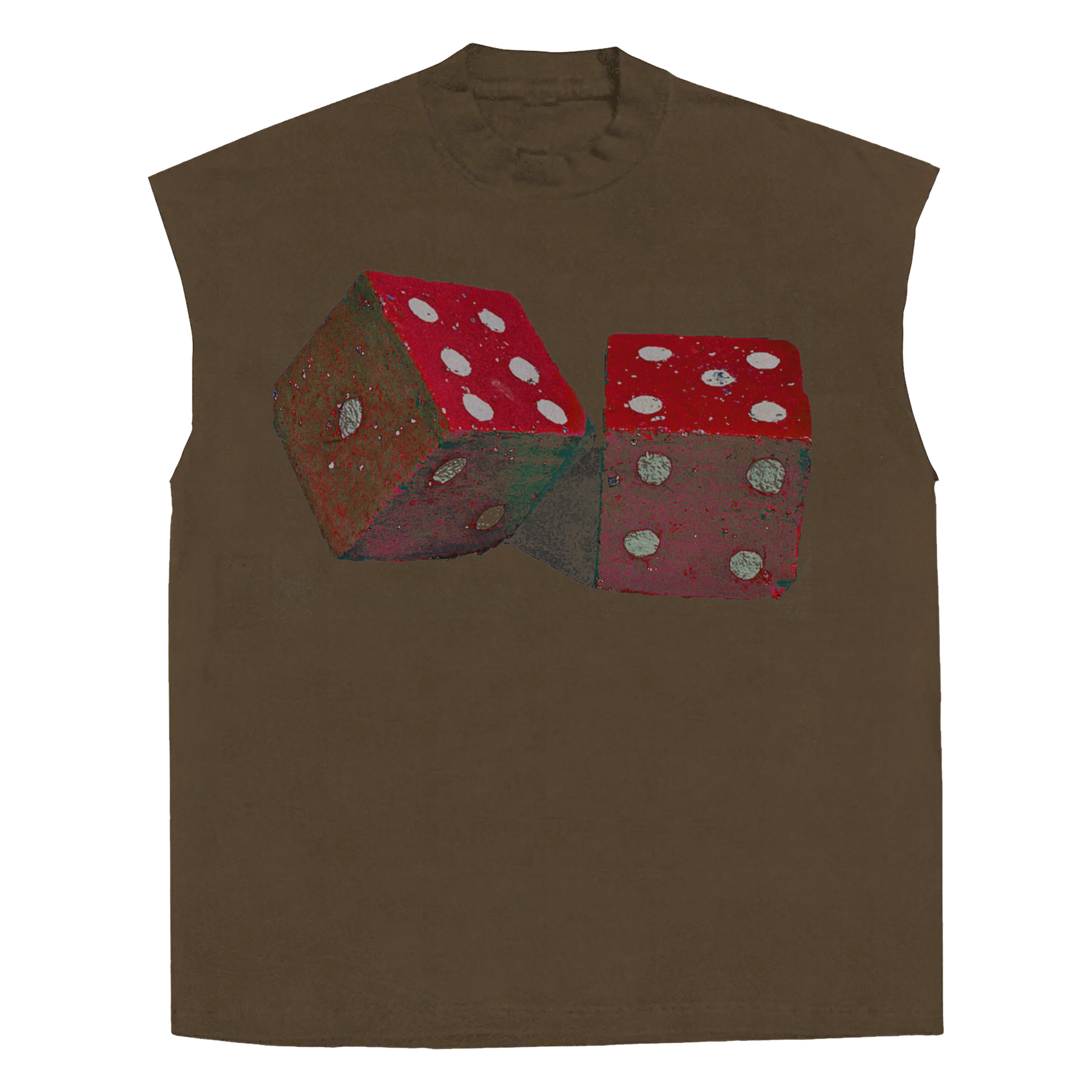 Dice Sleeveless Tee - Brown - Front