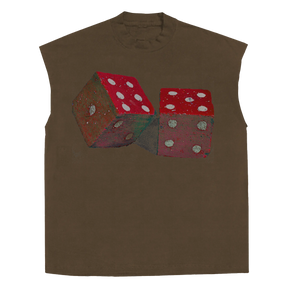 Dice Sleeveless Tee - Brown - Front