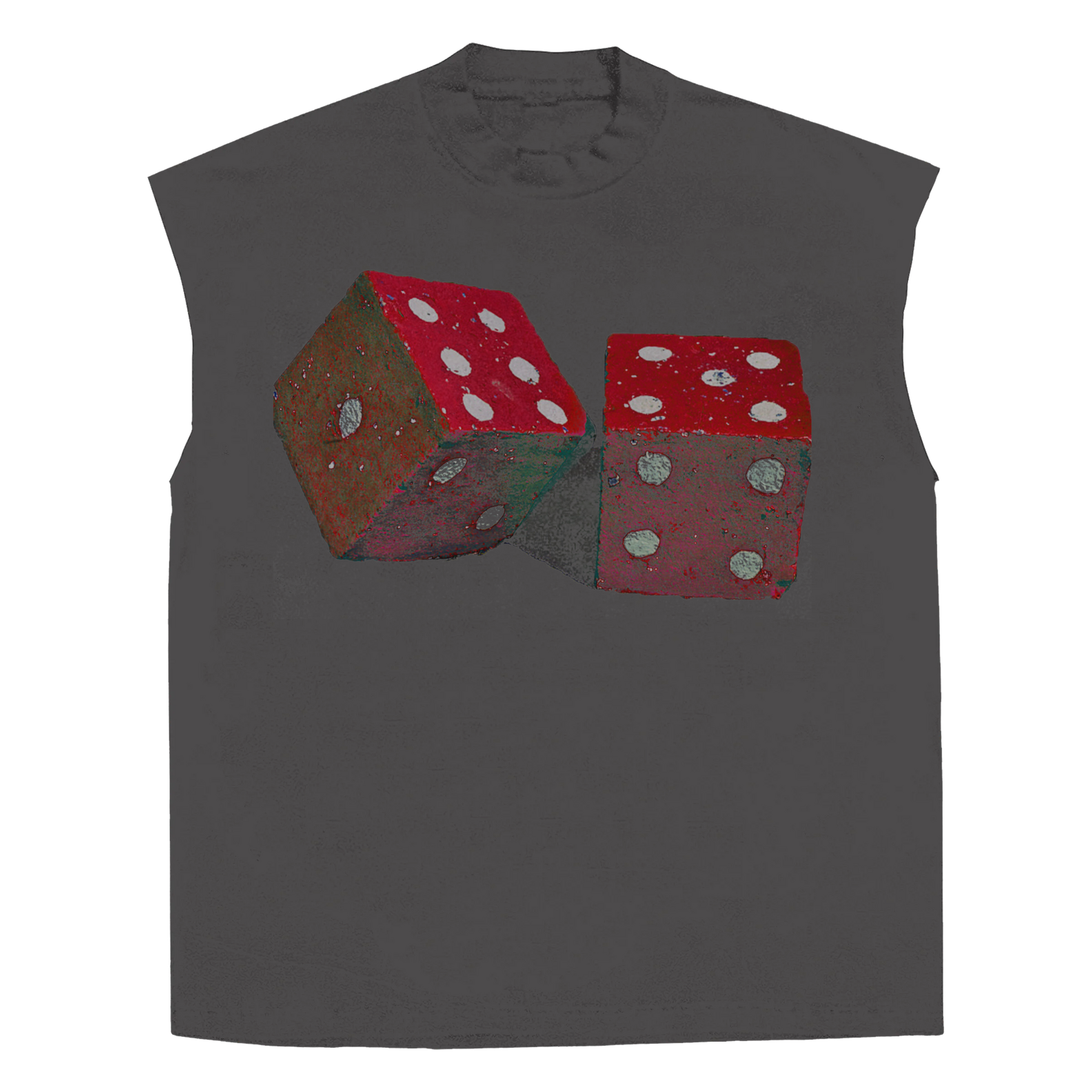 Dice Sleeveless Tee - Grey - Front