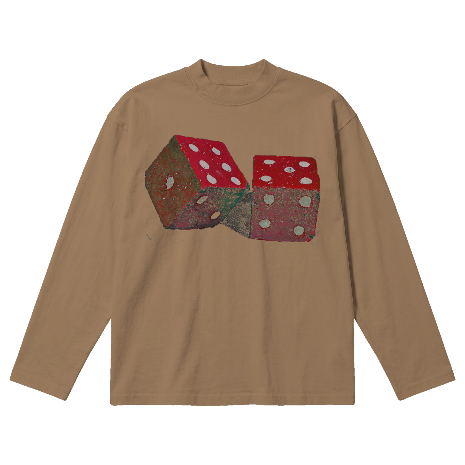 Dice Baggy L/S Tee - Latte - Front