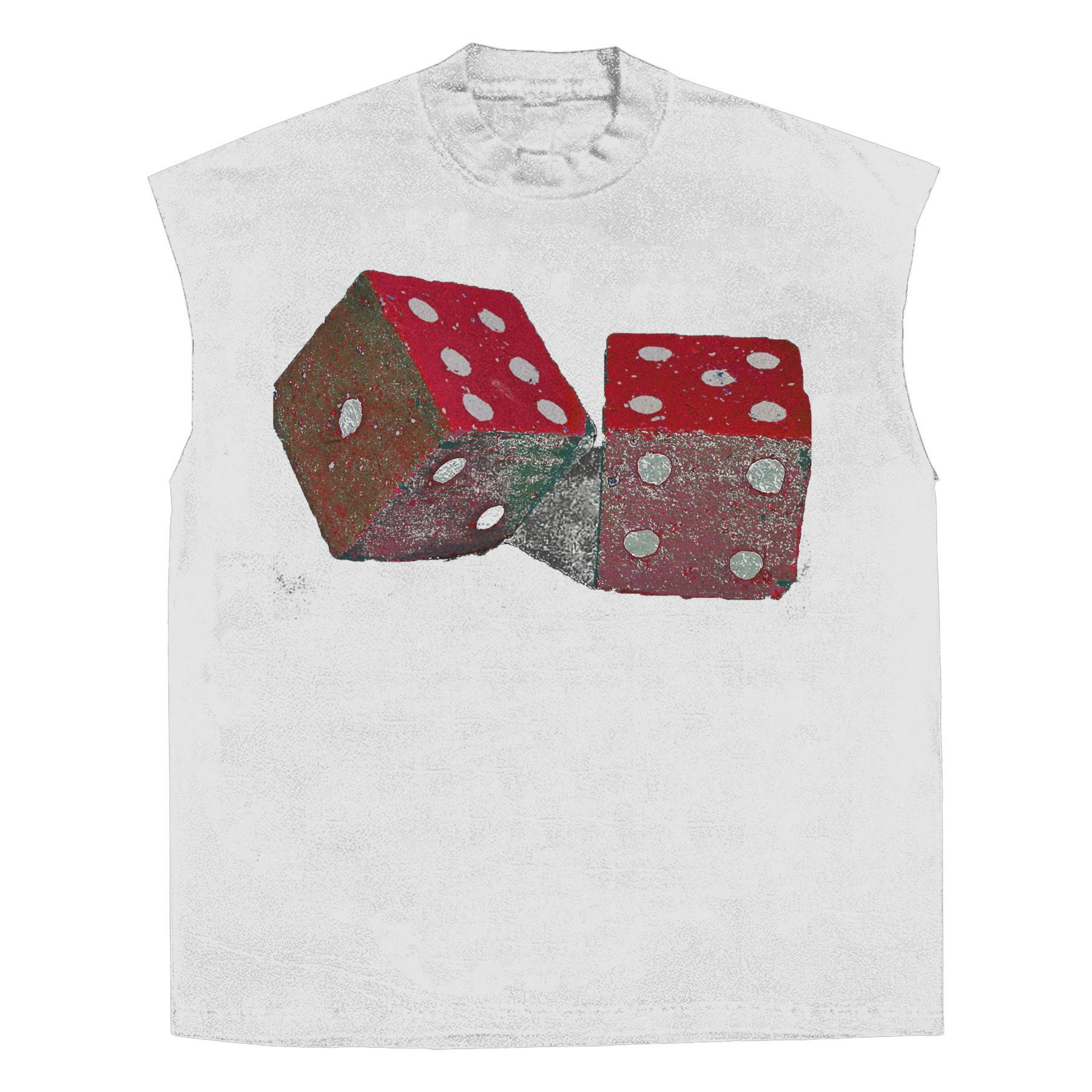 Dice Sleeveless Tee - White - Front