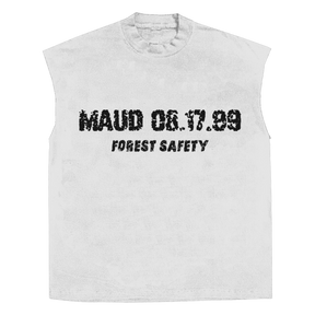 Forest Safety Sleeveless Tee - White - Front