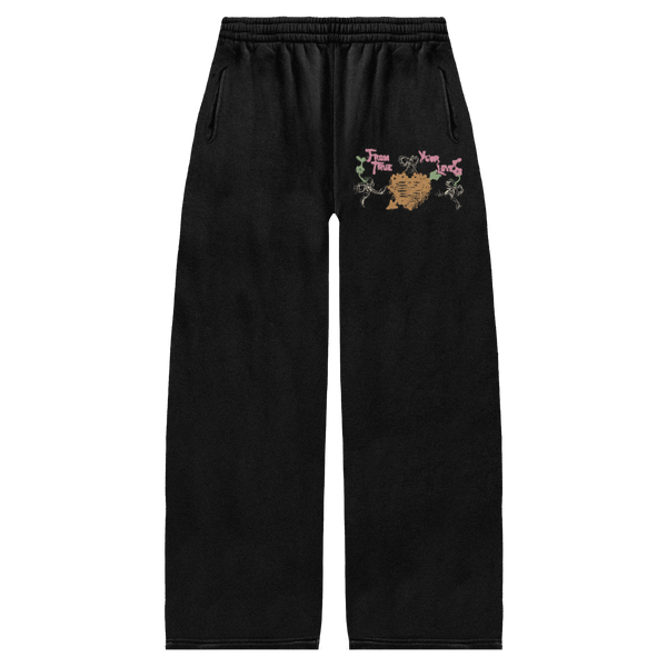 From Your True Loves Baggy Sweatpants - Black - Front
