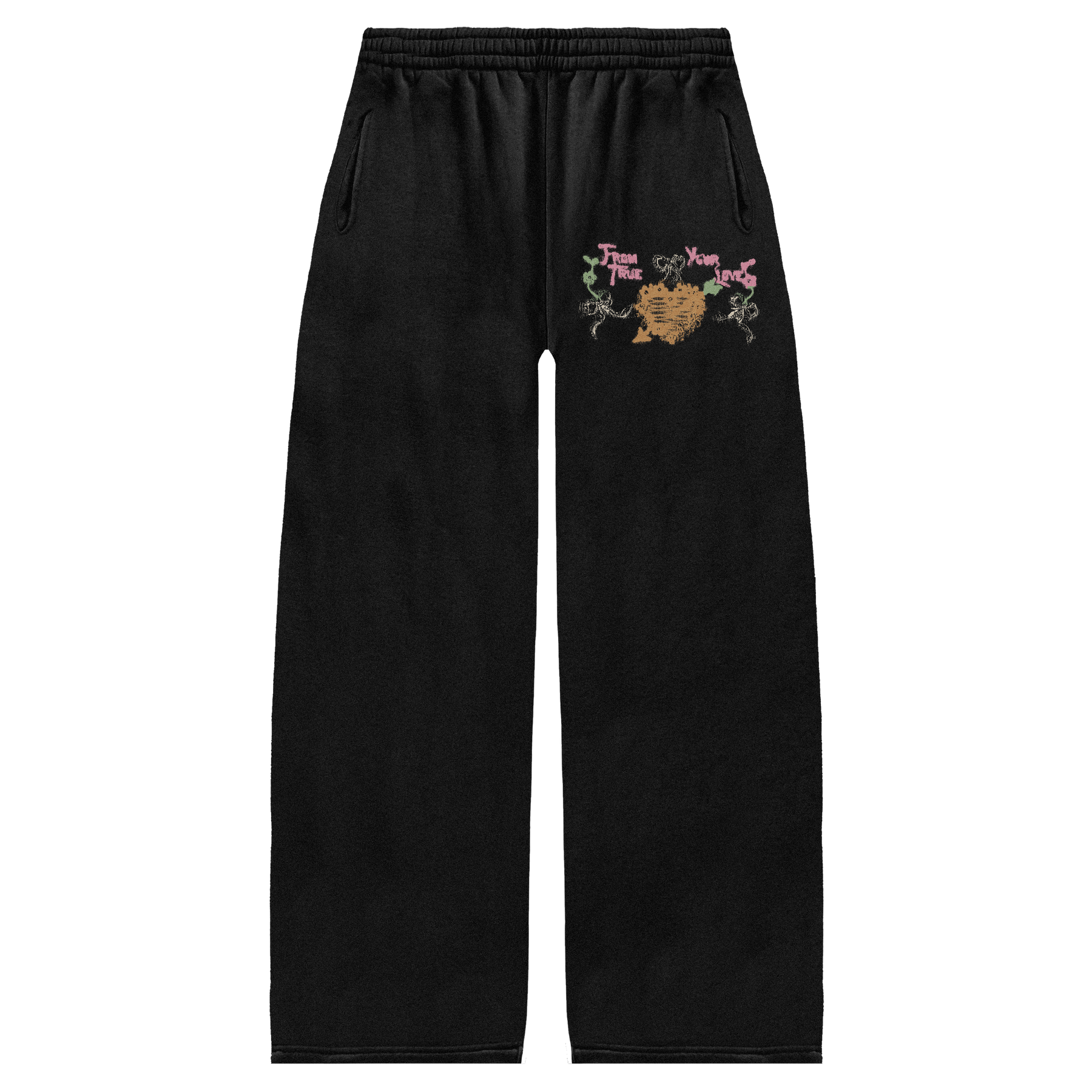 From Your True Loves Baggy Sweatpants - Black - Front