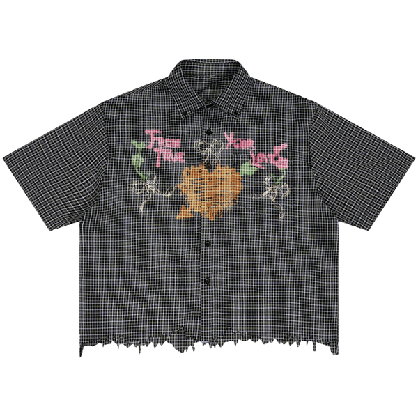 From Your True Loves Distress Button Up - Front
