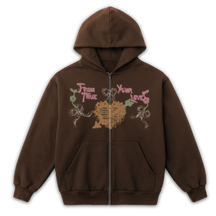 From Your True Loves Zip Up - Brown - Front