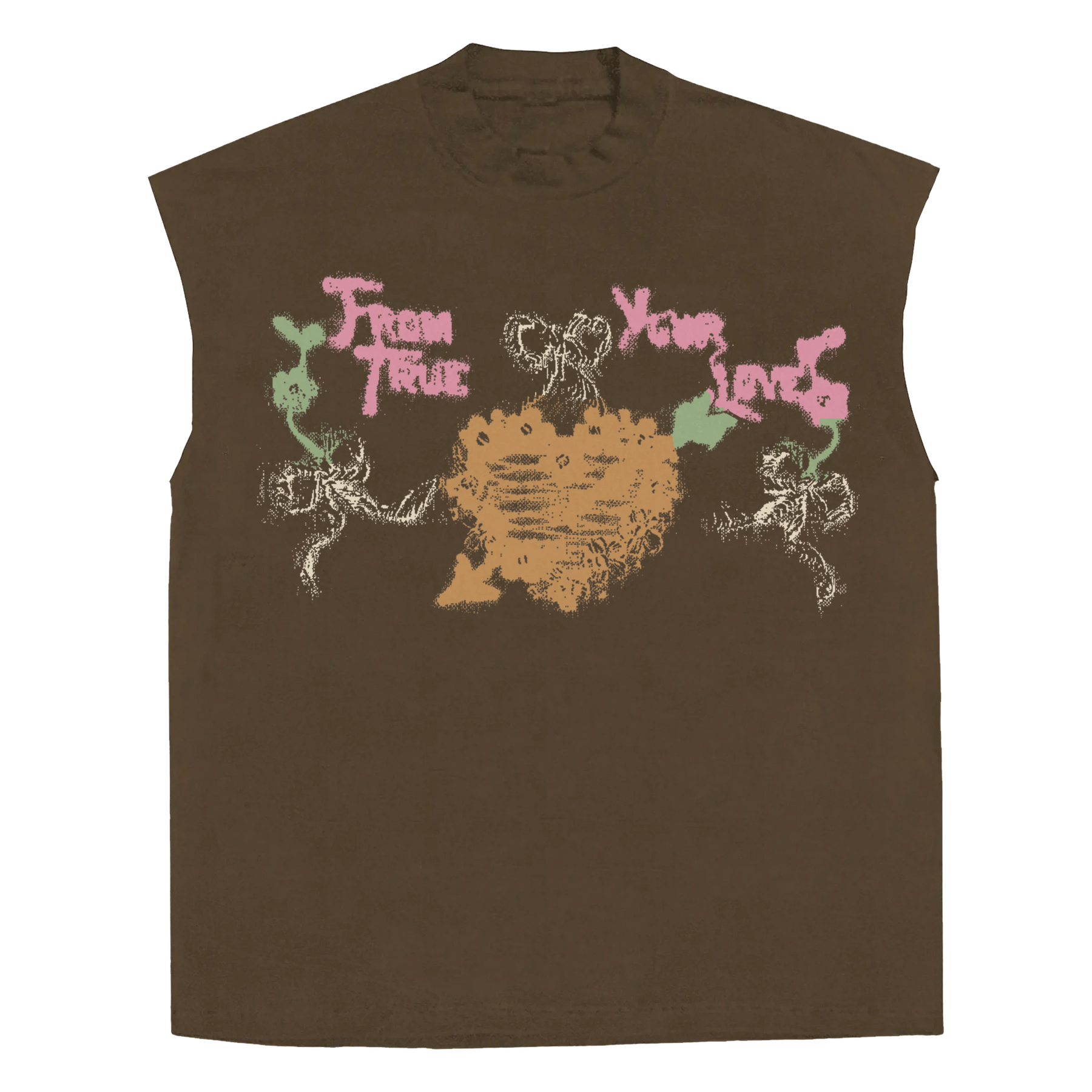 From Your True Loves Sleeveless Tee - Brown - Front