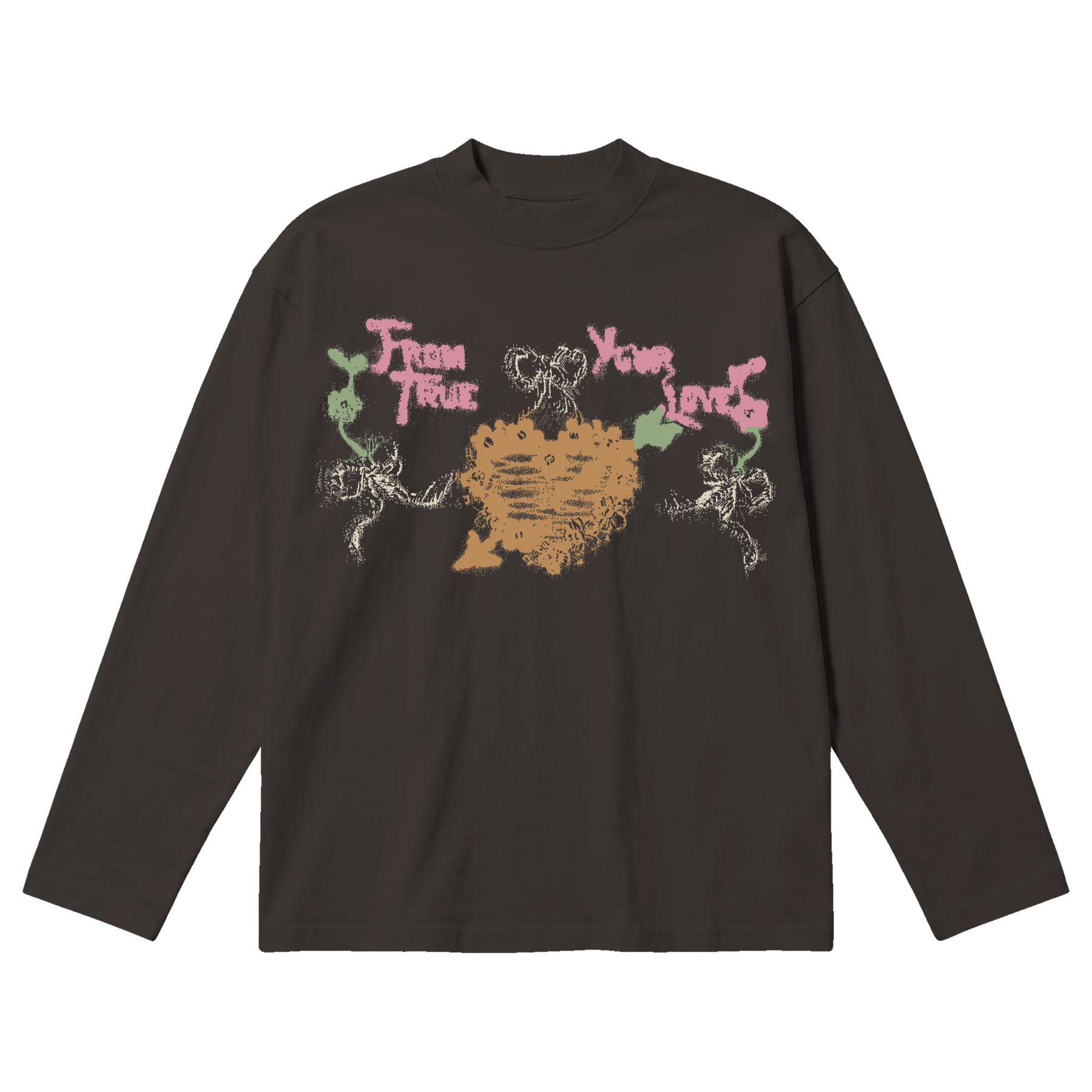 From Your True Loves Baggy L/S Tee - Off Black - Front