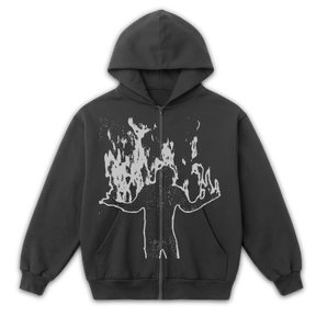 From Ashes Zip Up - Grey - Front