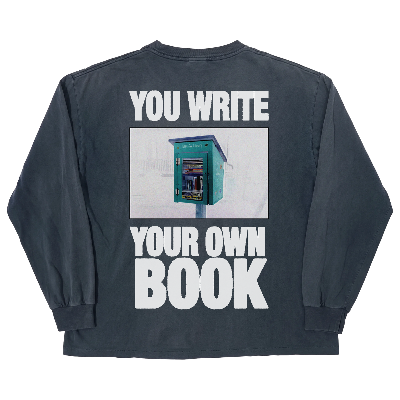 Little Library L/S Tee - Blue - Back