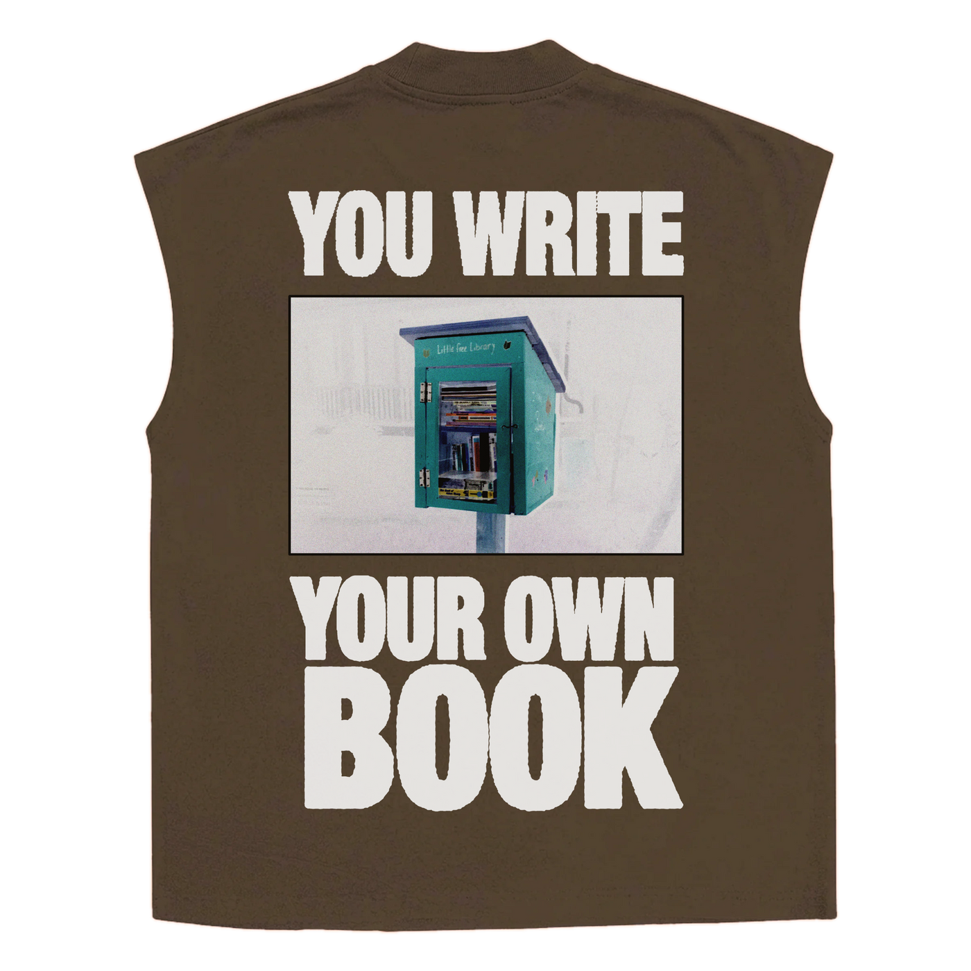 Little Library Sleeveless Tee - Brown - Back