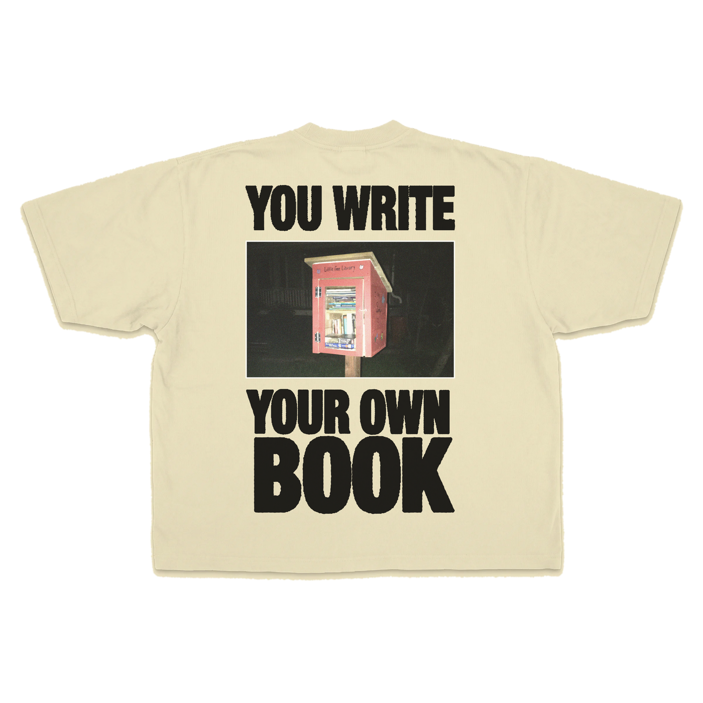 Little Library Baggy Tee - Cream - Back
