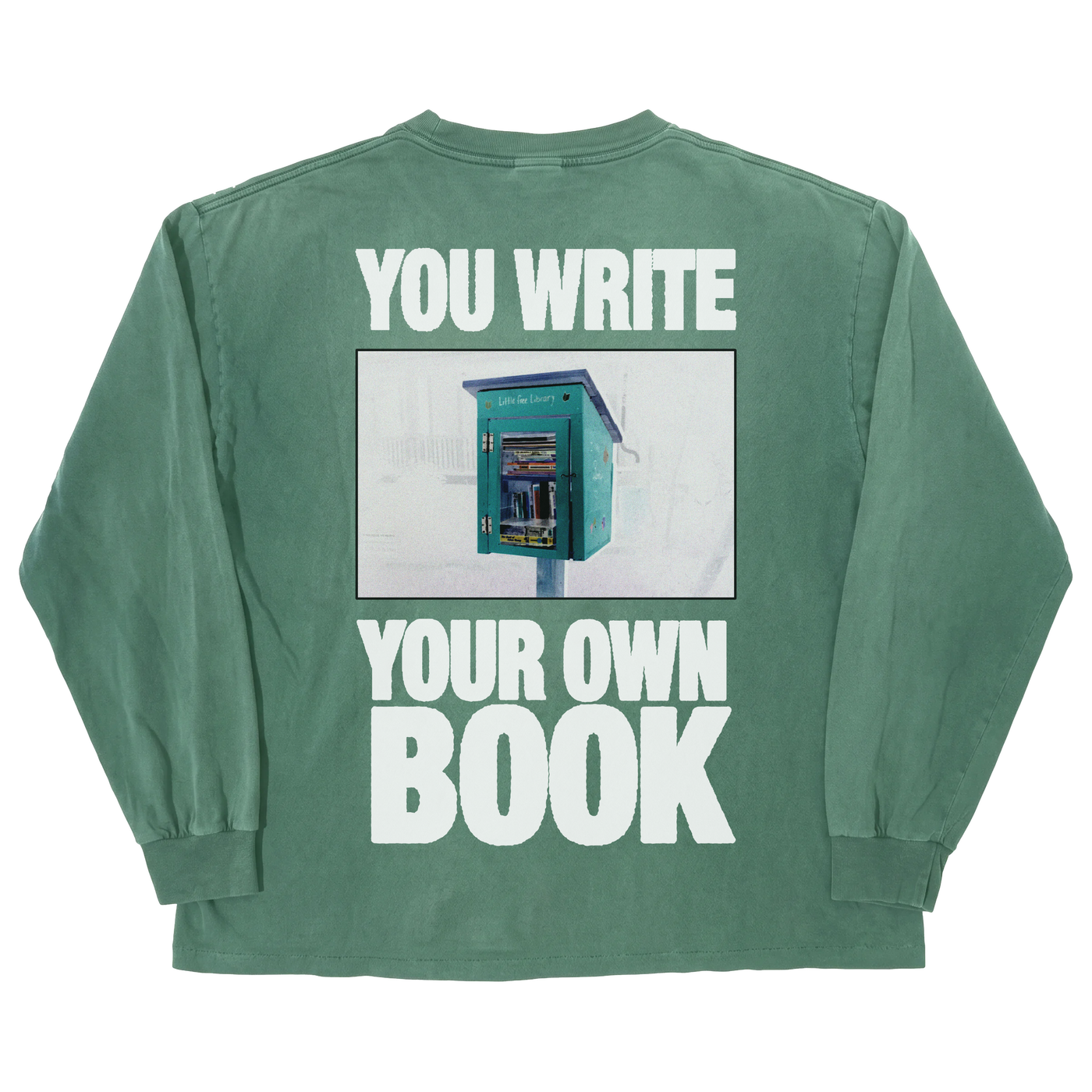 Little Library L/S Tee - Green - Back