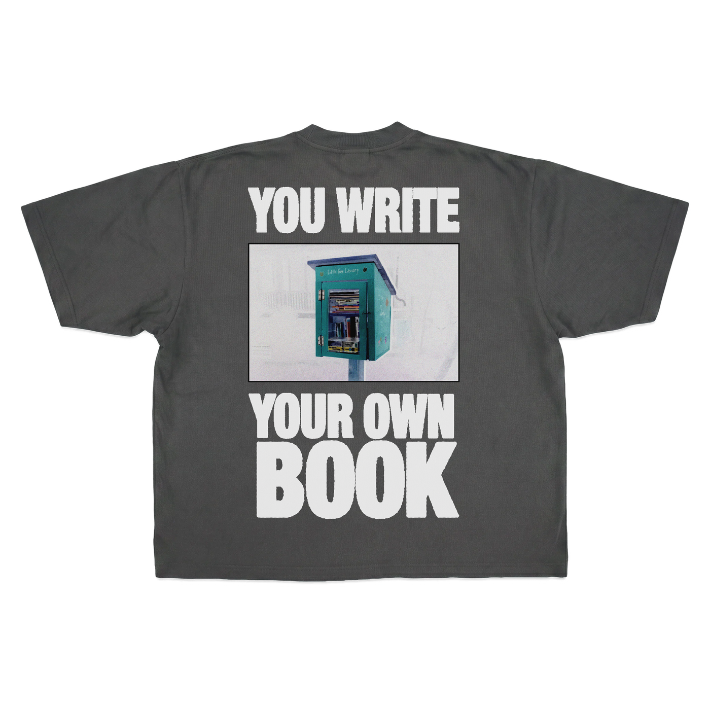 Little Library Baggy Tee - Grey - Back