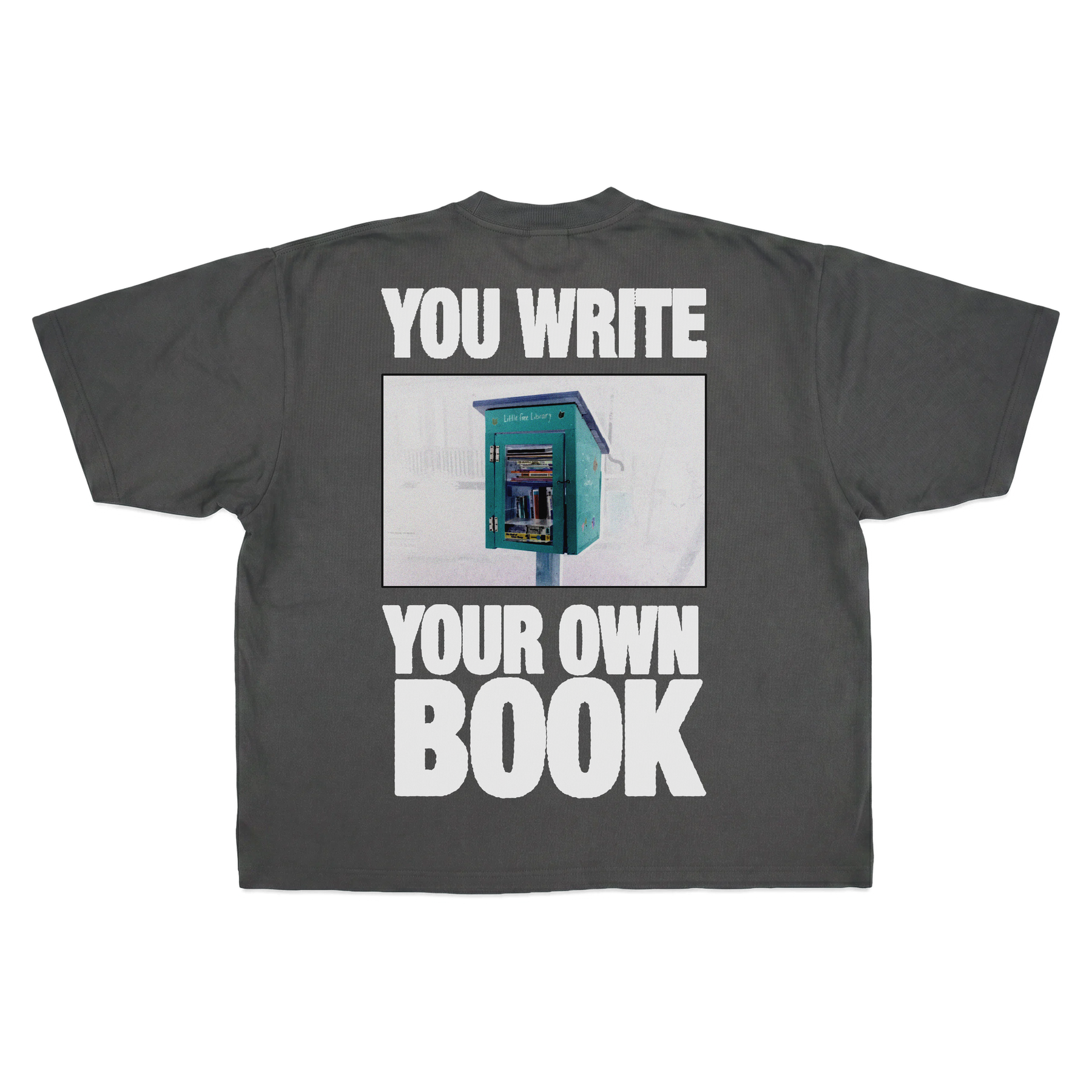 Little Library Drop Tee - Grey - Back