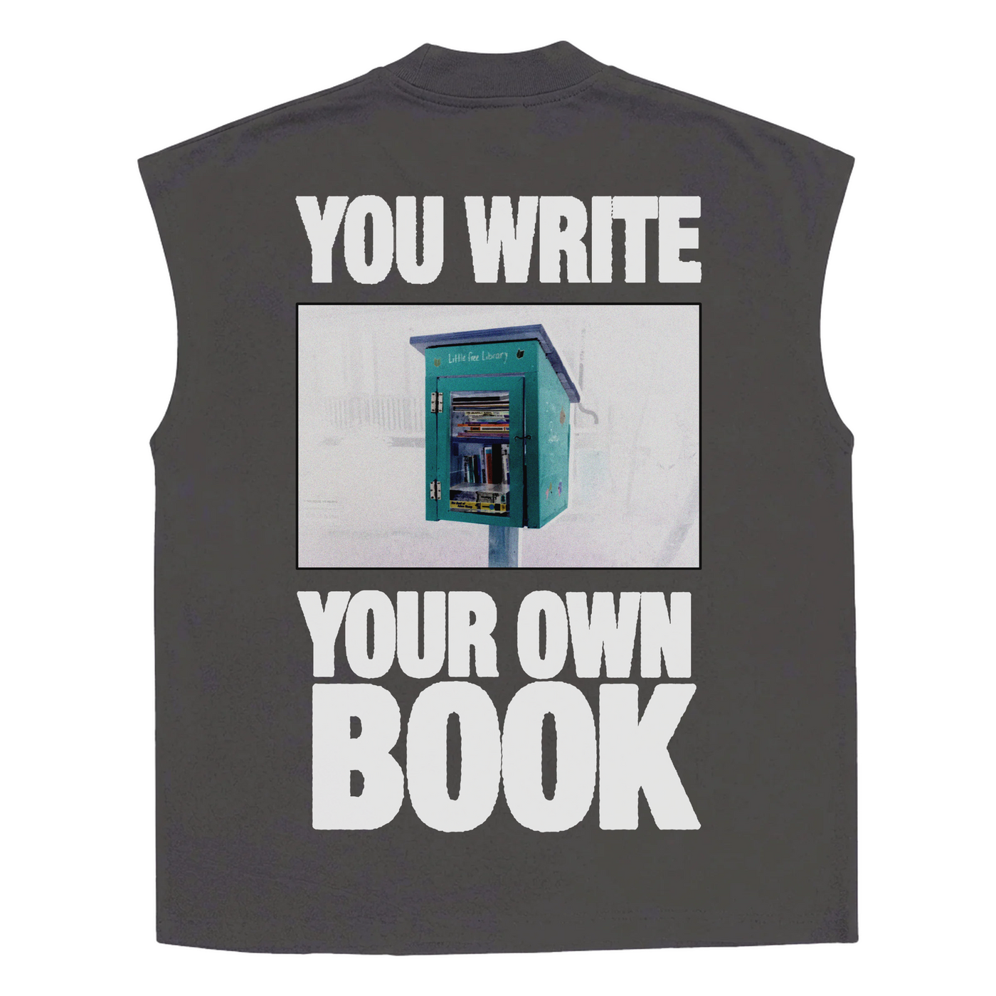 Little Library Sleeveless Tee - Grey - Back