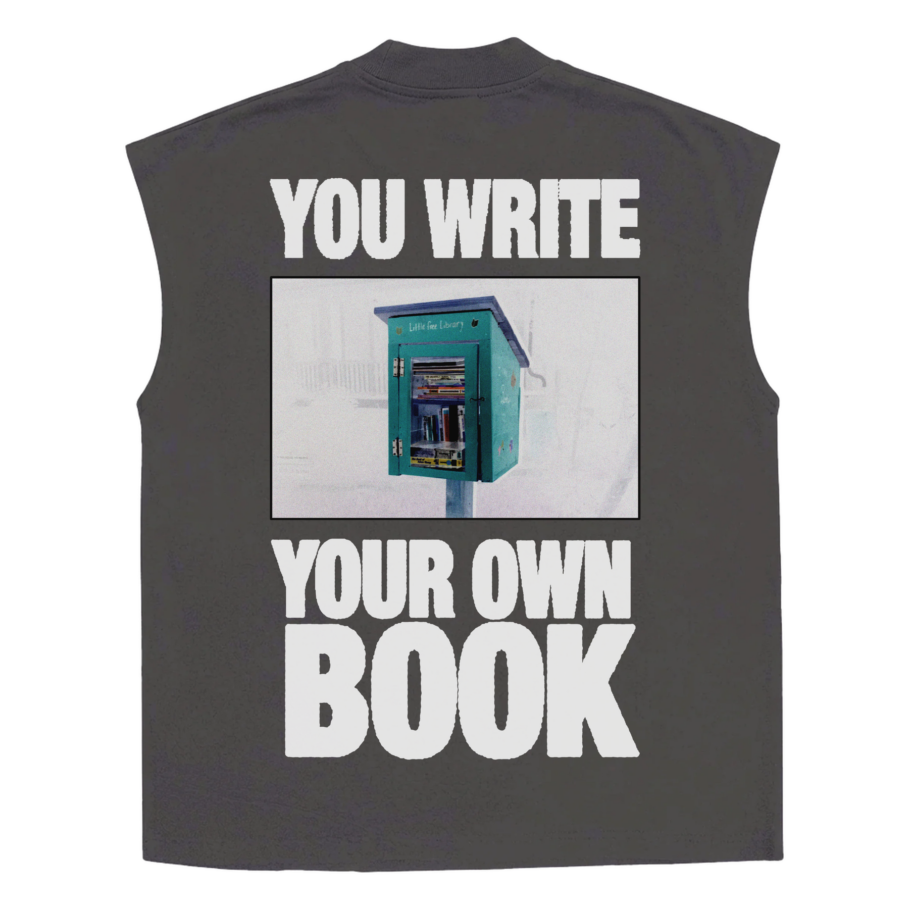 Little Library Sleeveless Tee - Grey - Back