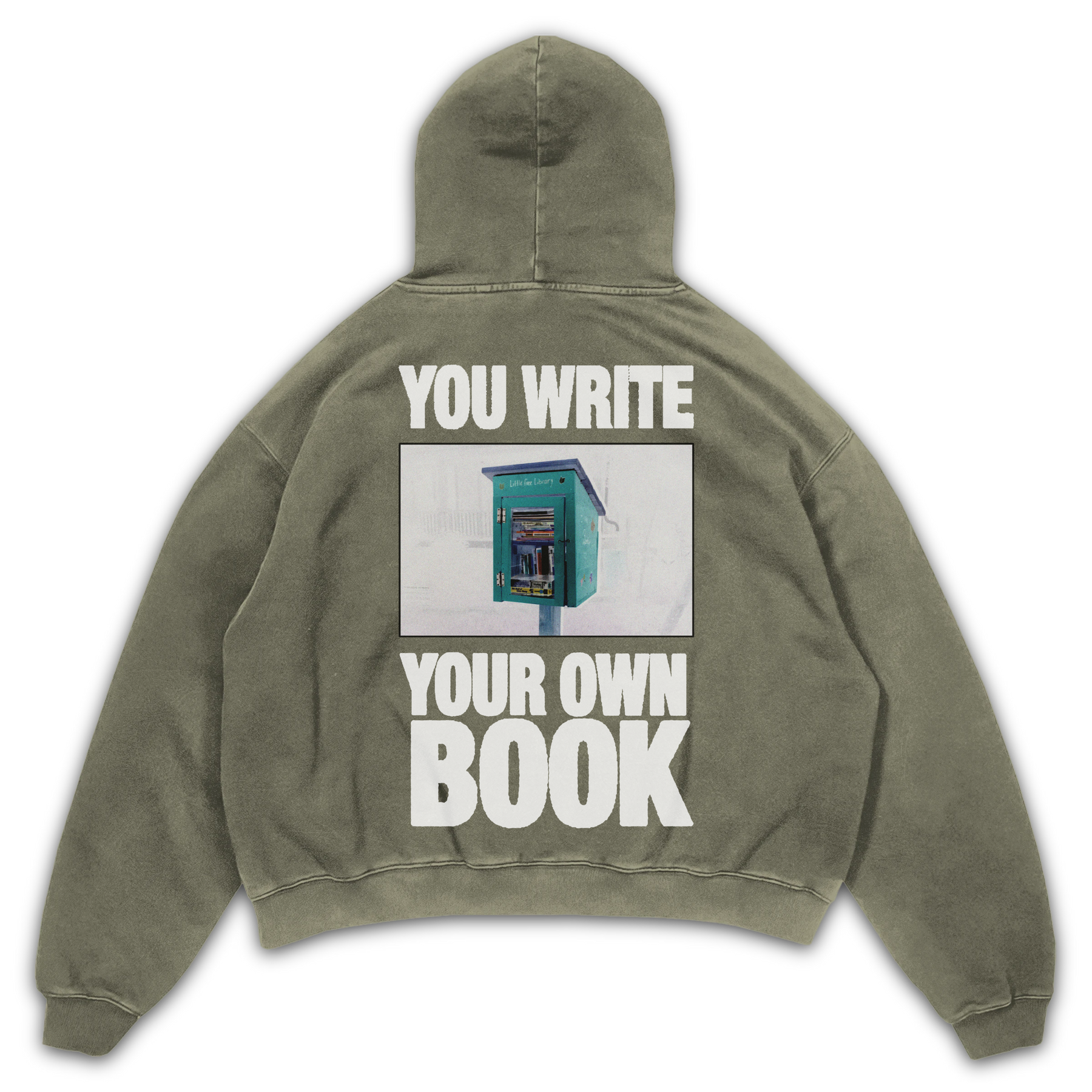 Little Library Hoodie - Olive - Back
