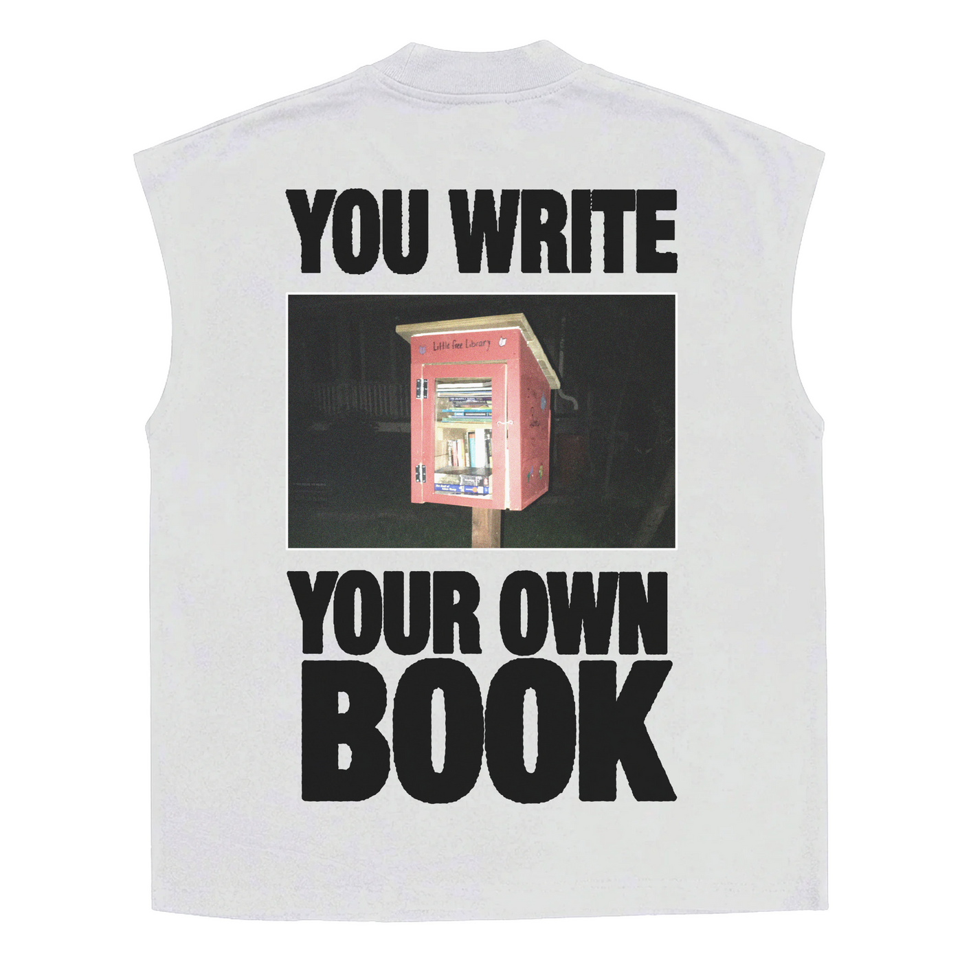 Little Library Sleeveless Tee - White - Back