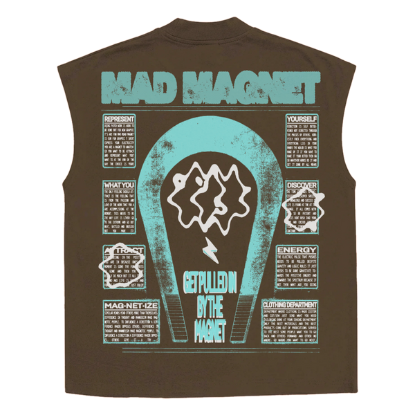 Mad Magnet Sleeveless Tee - Brown - Back