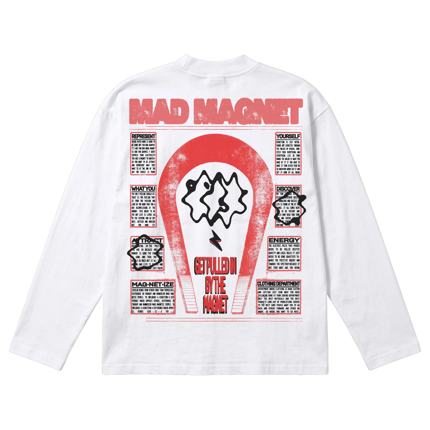 Mad Magnet Baggy L/S Tee - White - Back