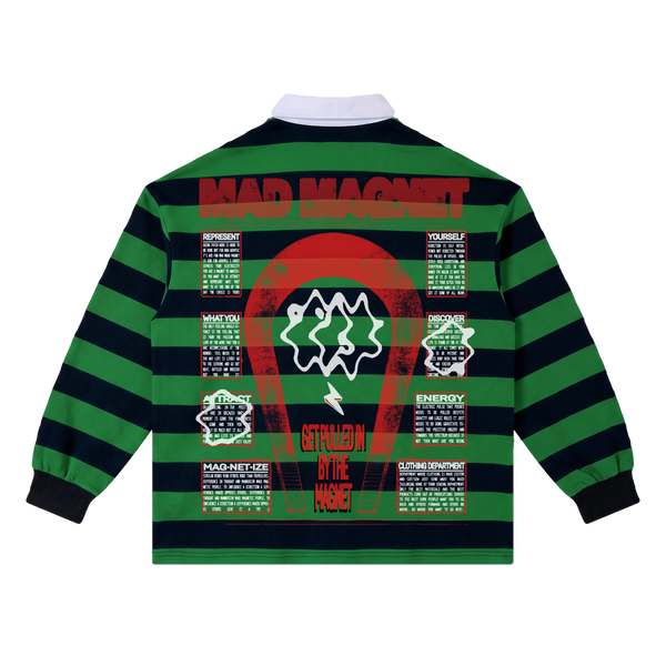Mad Magnet Stripe Polo - Green - Back