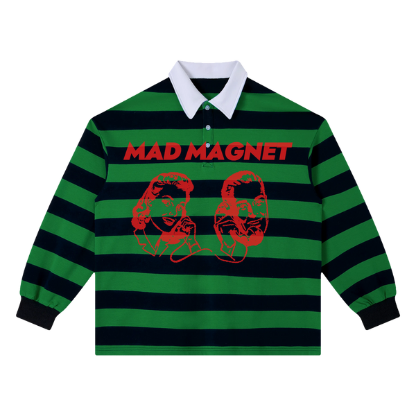 Mad Magnet Stripe Polo - Green - Front