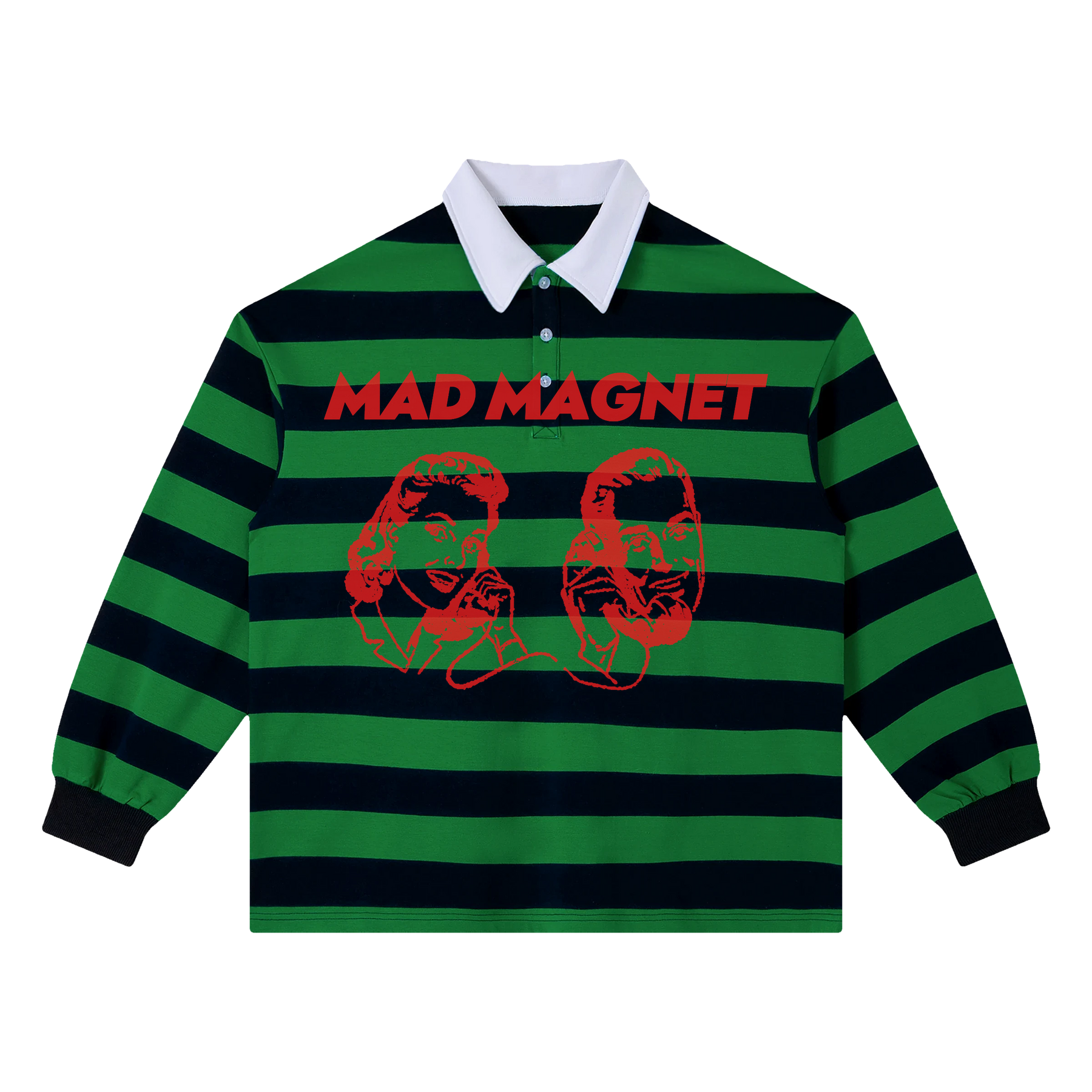 Mad Magnet Stripe Polo - Green - Front