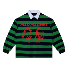 Mad Magnet Stripe Polo - Green - Front