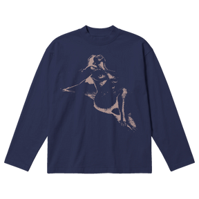 Much Obliged Baggy L/S Tee - Blue - Front