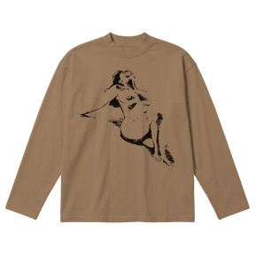 Much Obliged Baggy L/S Tee - Latte - Front