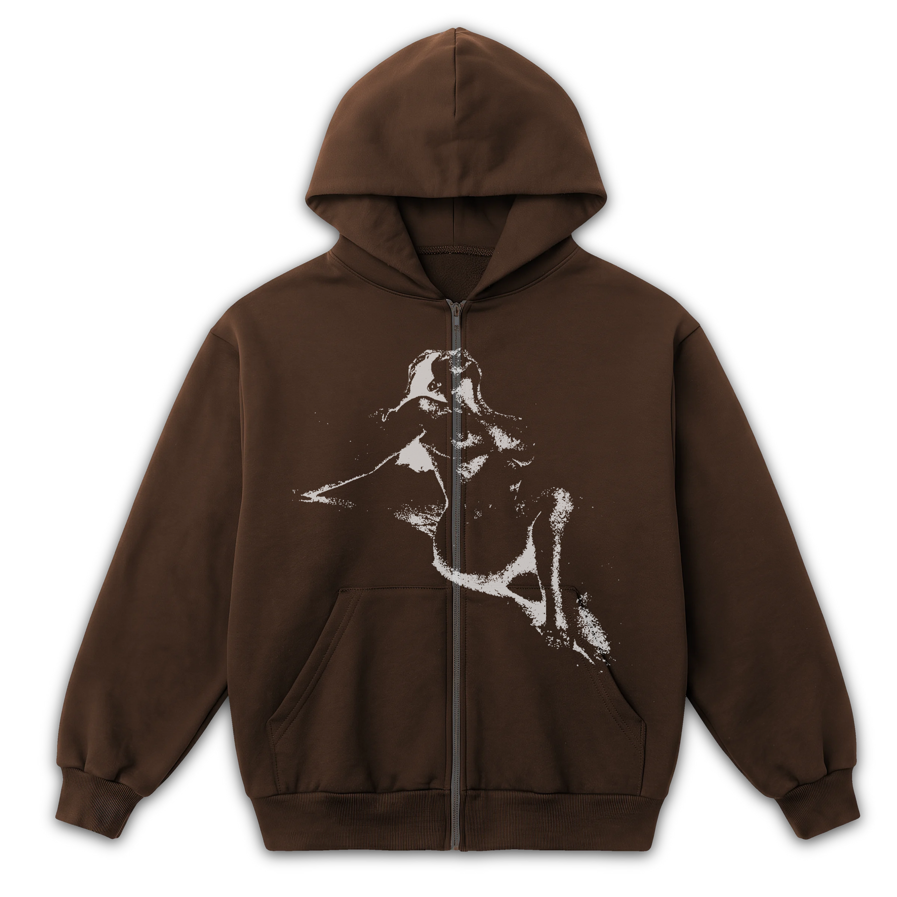 Much Obliged Zip Up - Brown - Front