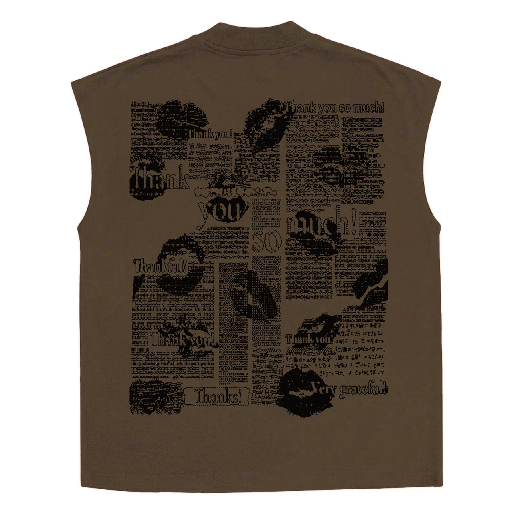 Much Obliged Sleeveless Tee - Brown - Back