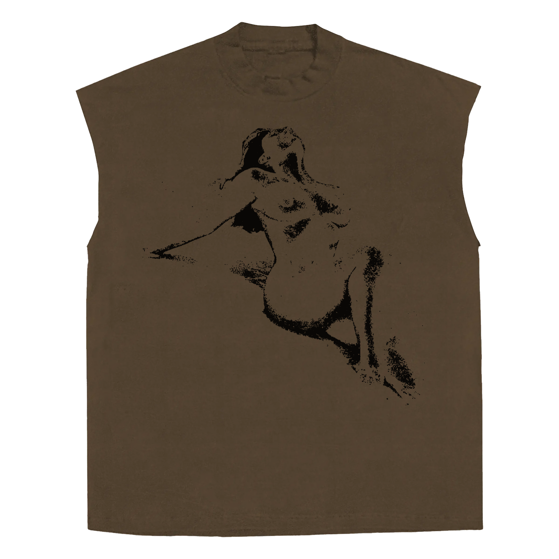 Much Obliged Sleeveless Tee - Brown - Front
