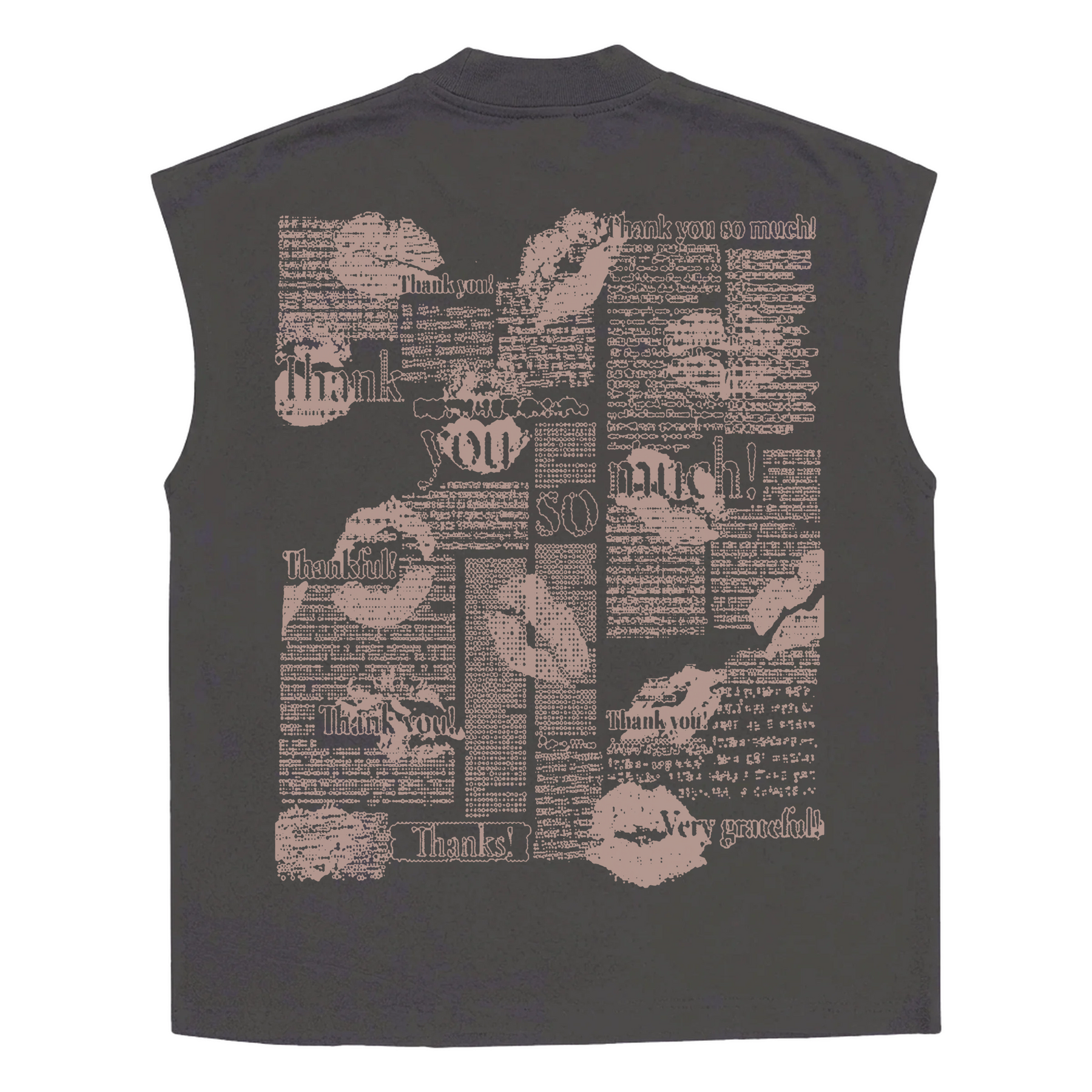 Much Obliged Sleeveless Tee - Grey - Back