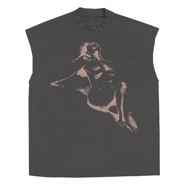 Much Obliged Sleeveless Tee - Grey - Front