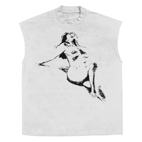 Much Obliged Sleeveless Tee - White - Front