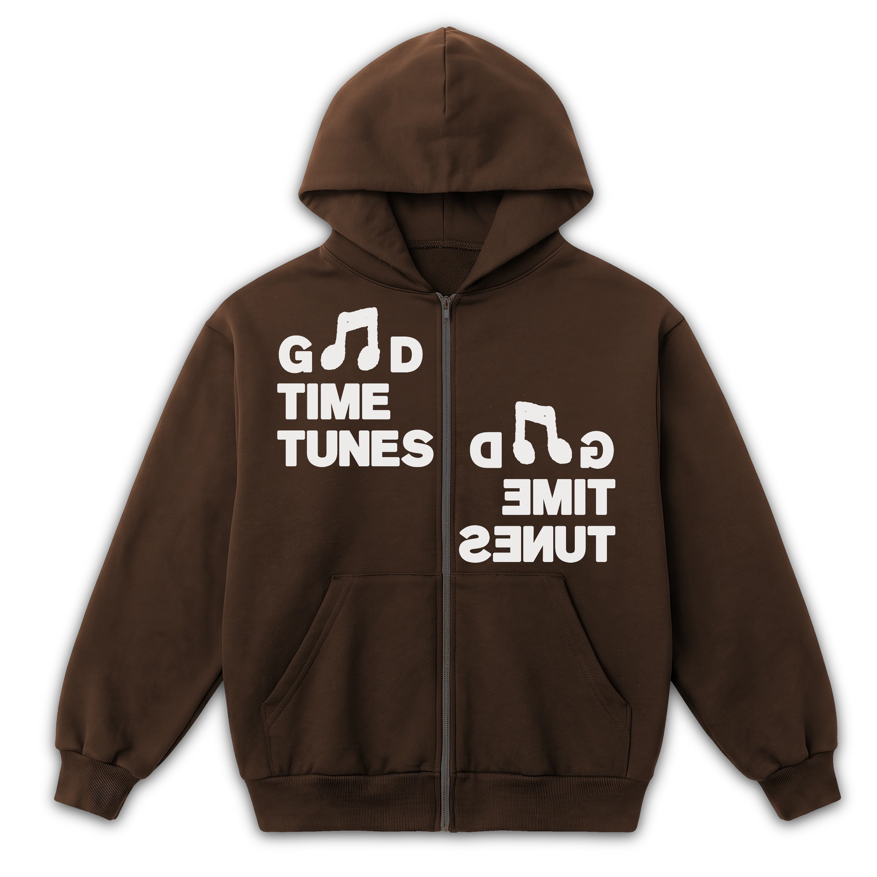 Music News Zip Up - Brown - Front