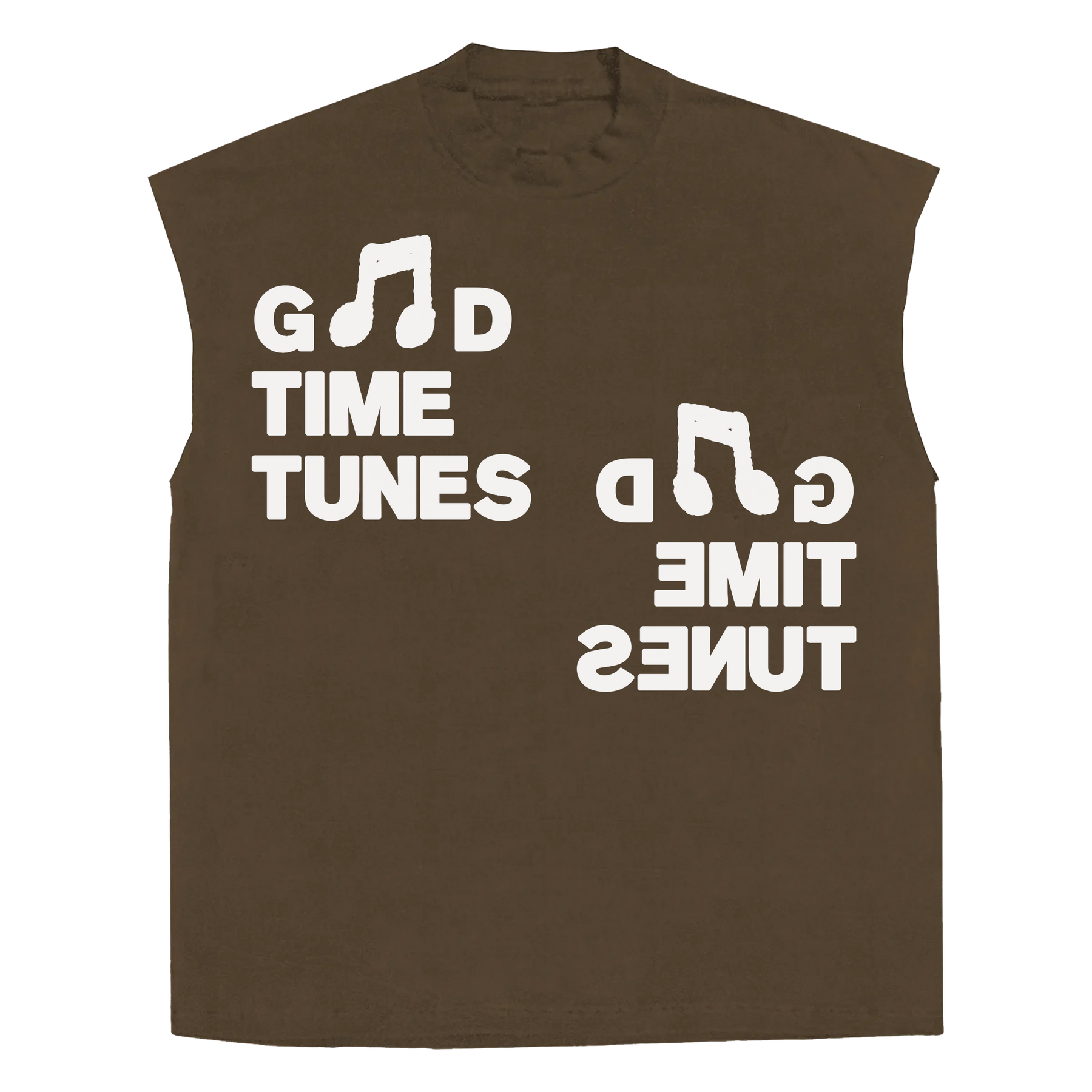 Music News Sleeveless Tee - Brown - Front