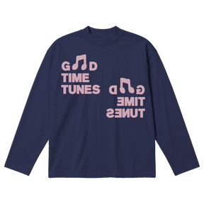 Music News Baggy L/S Tee - Blue - Front
