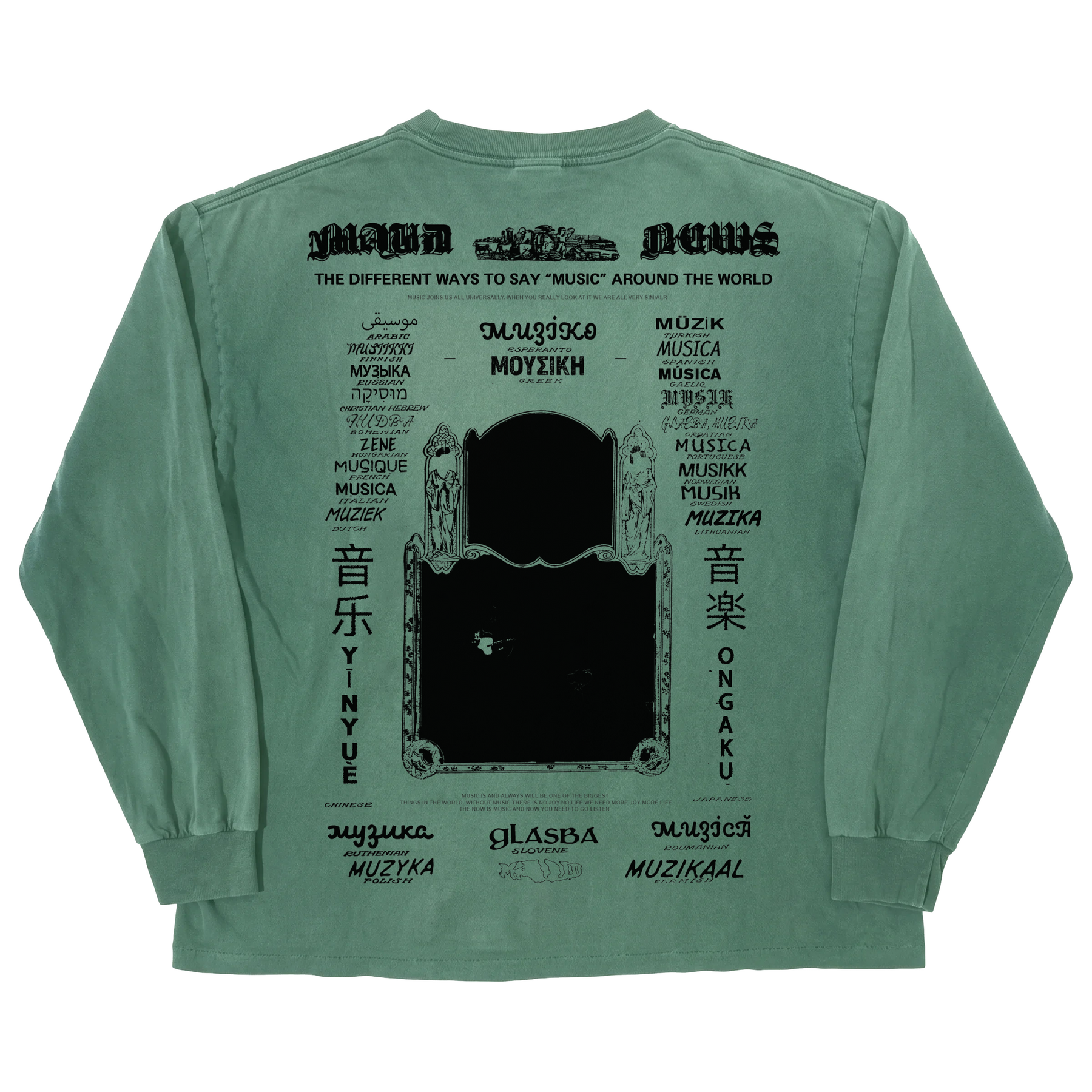 Music News L/S Tee - Green - Back