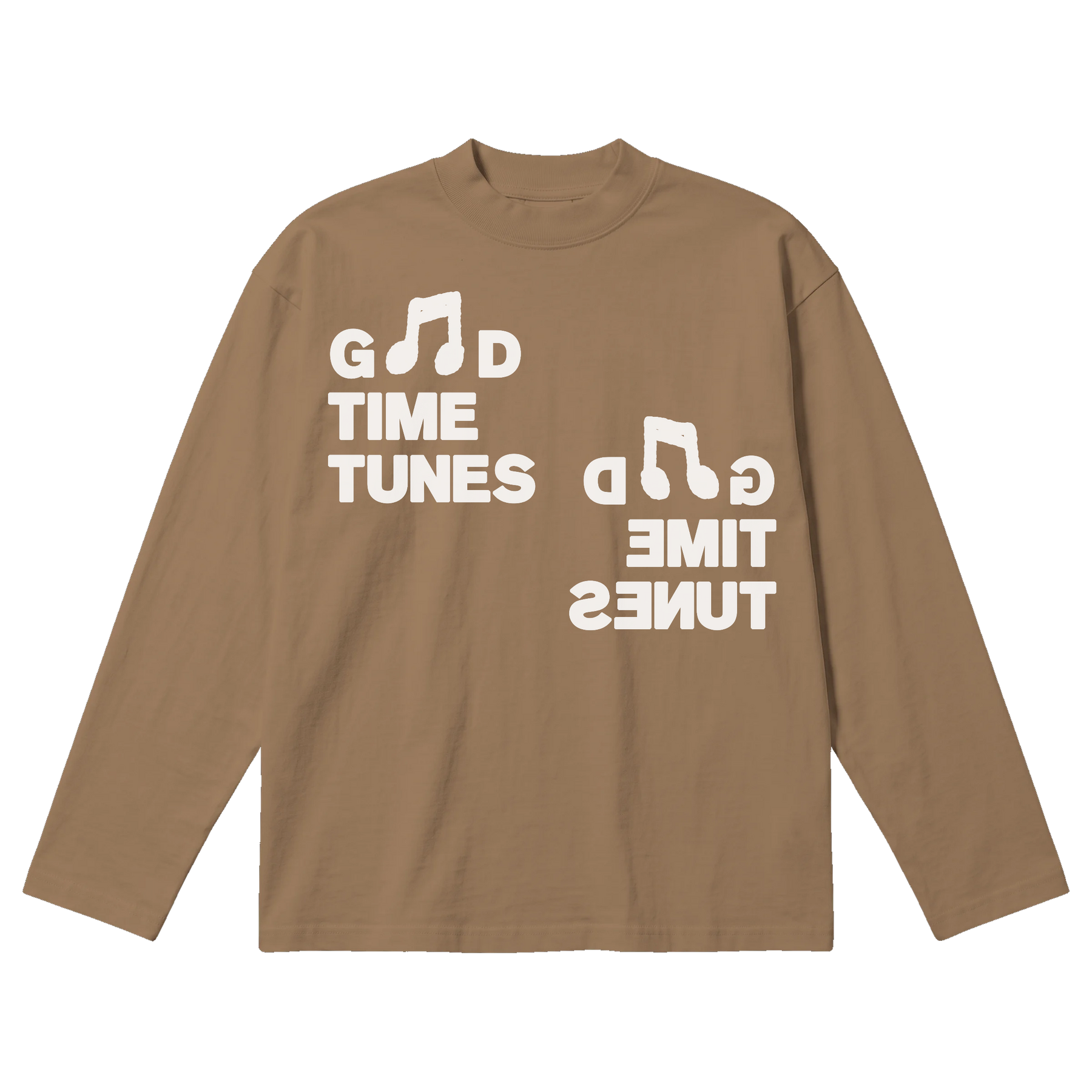 Music News Baggy L/S Tee - Latte - Front
