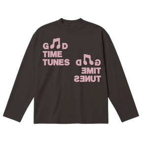 Music News Baggy L/S Tee - Off Black - Front